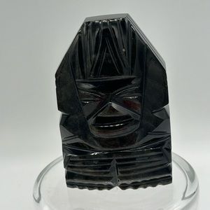 Hand Carved Obsidian Statue. 3 3/4” tall
